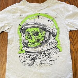 The Children's Place Astronaut Skull Tee - White & Neon Green